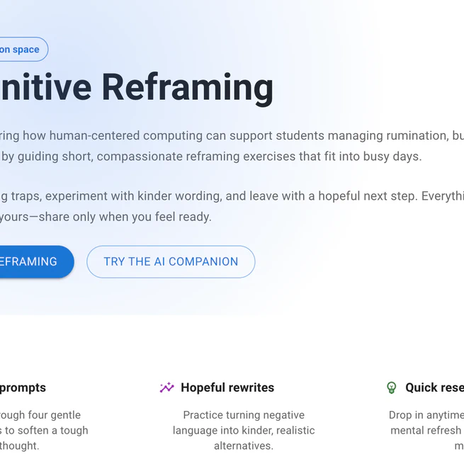 Context-Aware Cognitive Reframing for Mental Wellbeing