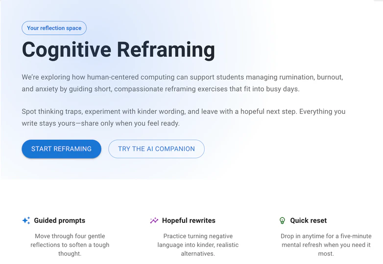 Context-Aware Cognitive Reframing for Mental Wellbeing